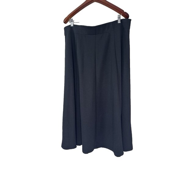 Lands End Womens 18 Black Ponte Knit Swing Midi Skirt City Classic Modest Preppy - Picture 2 of 9